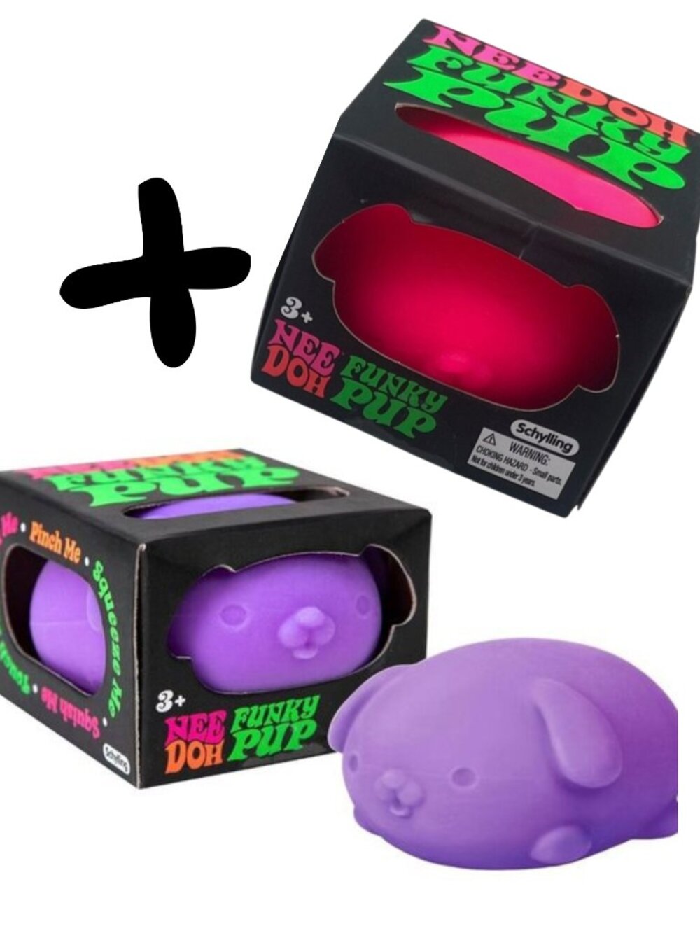 🆕 LOT OF 2 💗💜🐶✨ NeeDoh Funky Pup Squishies 💗 Pink💜 Purple🔥RARE
